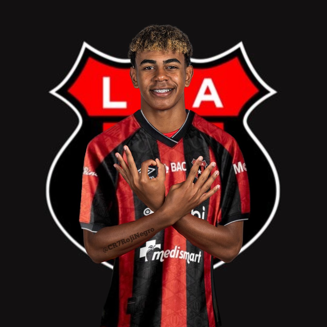 CR7RojiNegro's tweet photo. ULTIMA HORA 🚨

El jugador Lamine Yamal ha firmado con Alajuelense durante las siguientes 5 temporadas. El jugador se mantenía a préstamo durante 1 temporada en el FC Barcelona y después llegaria al club tico. 🇨🇷❤️🖤🦁

El anuncio se hará oficial en los próximos dias. https://t.co/rWVG2AgoVP