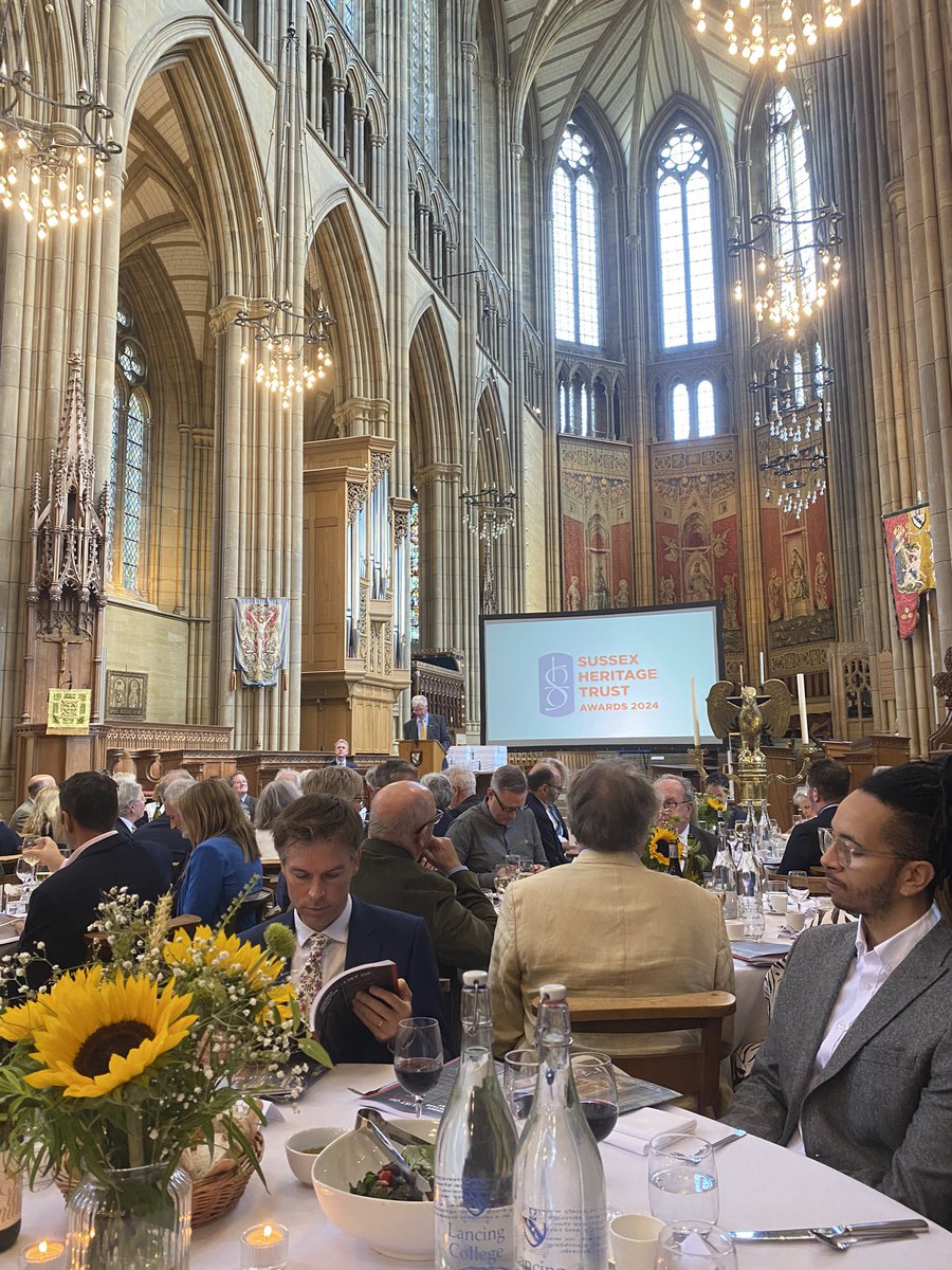 KanerOlette_Arc's tweet photo. Thrilled with the Sussex Heritage Trust Commercial award win and Highly commended Eco Award for Knepp Wilding Kitchen and Shop. Fabulous surroundings of Lancing College Chapel! Well done to all involved on this project. https://t.co/v2htF98vKz