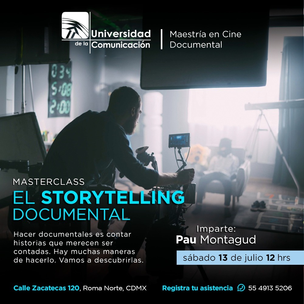 CineDocumental2's tweet photo. Asiste a la Masterclass que nuestro coordinador @PauMontagud impartirá previamente al inicio de clases. "El storytelling documental"

Iniciamos el 17 de agosto y las inscripciones están abiertas.

Sábado 13. 12 Hrs. Entrada libre.
En la @UC_oficial. Zacatecas 120. Roma Norte https://t.co/iiKJ0qzqkn
