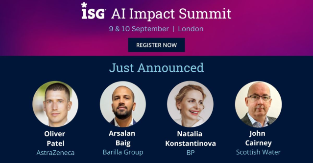 Join the ISG AI Impact Summit in London for actionable knowledge and an end-to-end perspective of AI as a critical aspect of your business strategy, from subject matter experts with AstraZeneca, Barilla Group, BP, Scottish Water and more. #ISGEvents dy.si/HPeuV