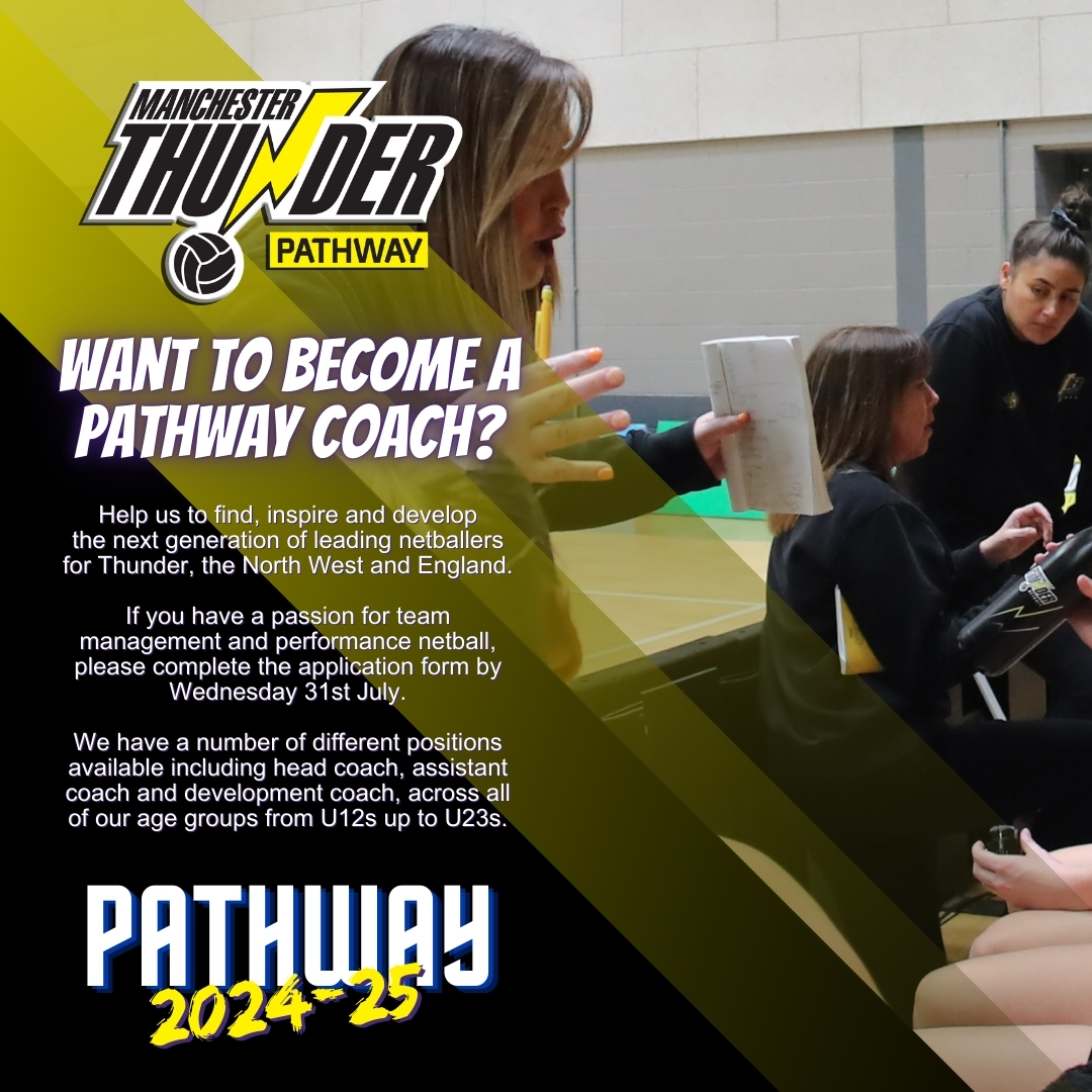 thundernetball's tweet image. Do you want to become a @ThunderPathway coach? ⚡️

If you have a passion for team management and performance #netball, then look no further!

Apply here ➡️ manchesterthunder.co.uk/pathway-coachi…

Help us to find, inspire and develop the next generation of leading #netballers for Thunder,