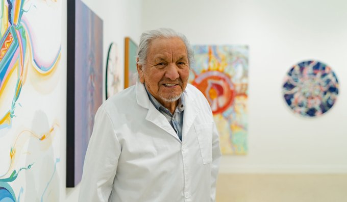 CraigBaird's tweet photo. Alex Janvier has died.
Born in 1935 at Le Goff Reserve in Alberta, he was one of the Indigenous Group of Seven.
A pioneer of contemporary Canadian Indigenous Art and a modernist artist, his work often drew from the cultural and spiritual traditions of the Dene people. https://t.co/eaEYVtndEa