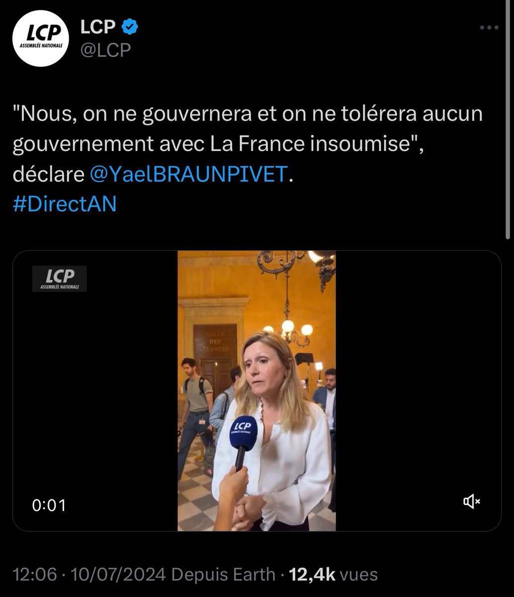 Yaël Braun-Pivet semble avoir une conception très particulière du respect du choix des Français :

- un respect infini pour les électeurs du RN
- une tolérance zero envers ceux qui ont soutenu le NFP