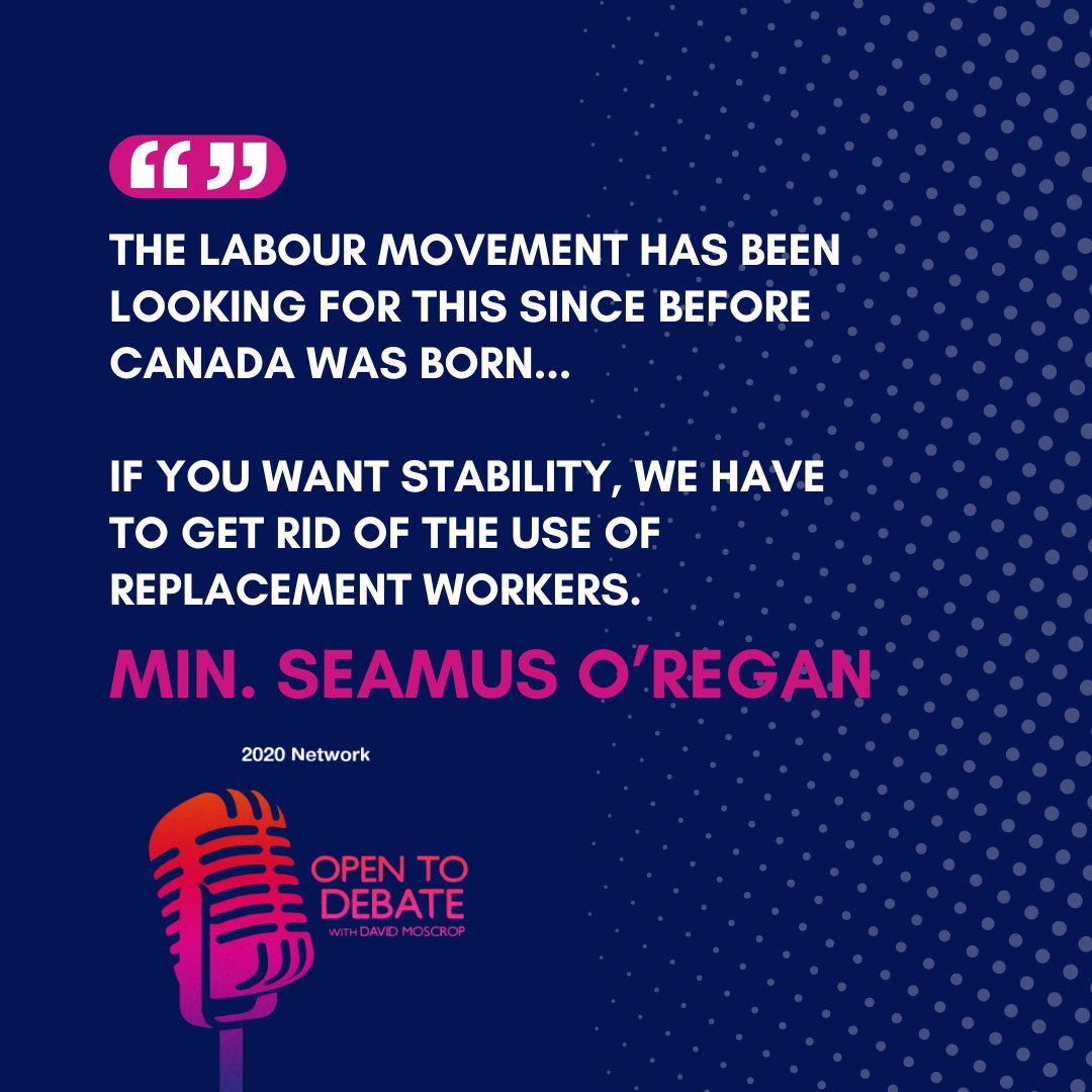 Canada2020's tweet photo. Bill C-58 passed unanimously in June and marked a significant milestone in the progress of workers' rights. What does an anti-scab worker bill tell us about the state of labour in Canada?

Min. @SeamusORegan joined @David_Moscrop on #OpenToDebate. Listen: https://t.co/KGAevovhab https://t.co/jleyaoSLFL