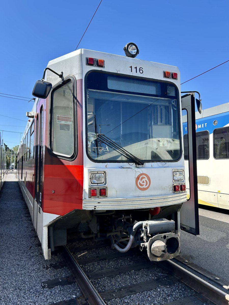 Light rail vehicle 116 has been in service for nearly 40 years. 

We're decommissioning it and the other first generation MAX trains to make room for our new  Type 6s, which should be in service later this summer.  The "retirement" process involves our mechanics first removing