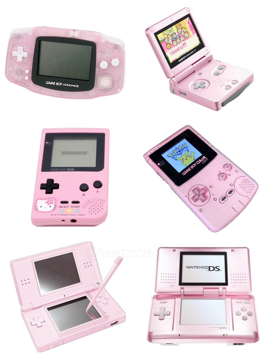 heartipink's tweet photo. pink nintendo consoles<3 https://t.co/E2jeyJWlHZ