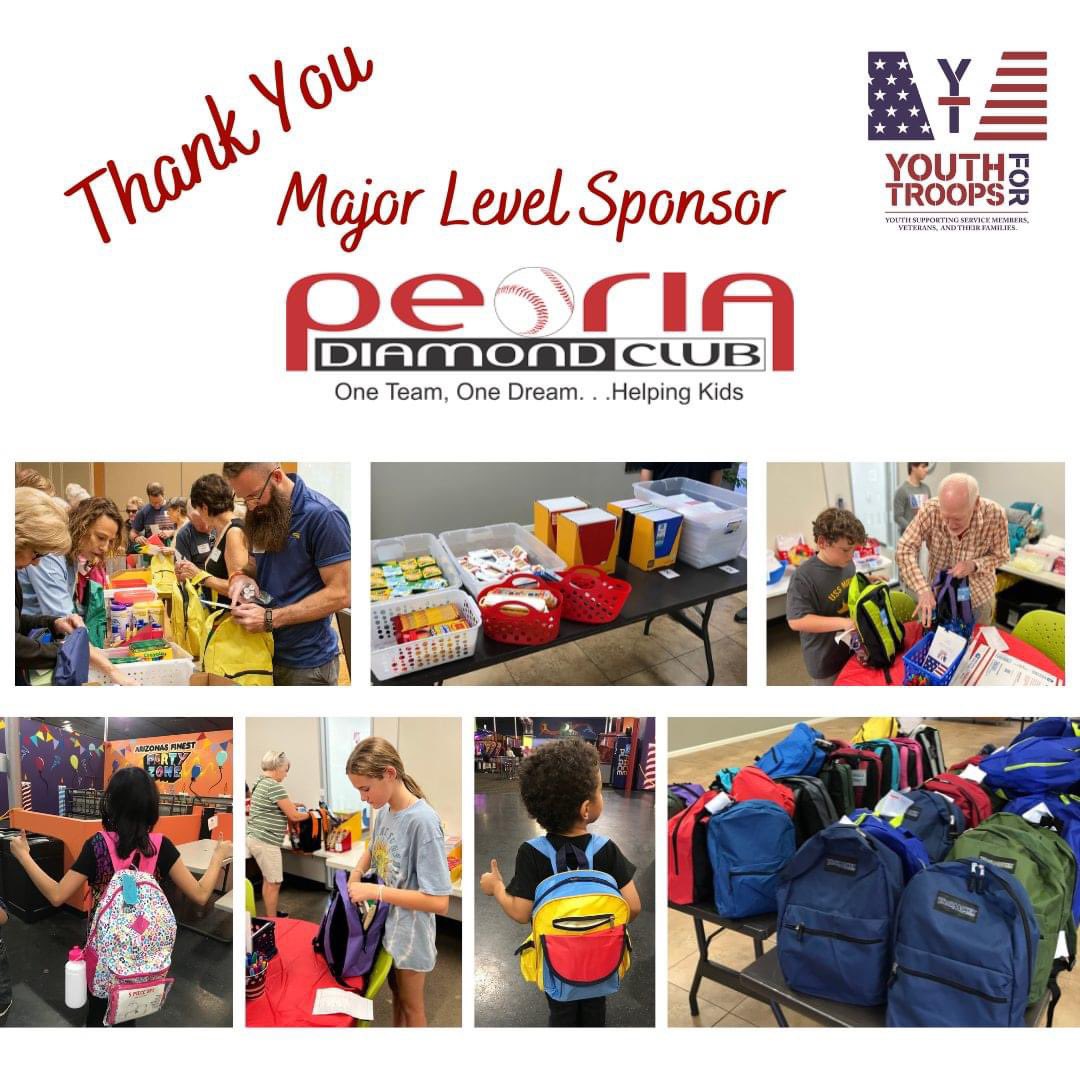 YouthforTroops's tweet photo. ❤️🇺🇸❤️ Volunteer Saturday 7/13 with Youth for Troops! Help assemble 130 back-to-school backpacks for children of veterans &amp; deployed service members 10-11:45 AM Anthem Civic Building. Thank you to Peoria Diamond Club for sponsoring this event!

Sign up https://t.co/DBQbM1l8w7 https://t.co/4Eo4AocyNF