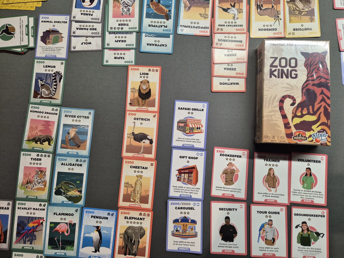 Zoo King is a fun card game with lovely theme and cute artwork by Satatoga Toy &amp; Game Co. Who doesn't want to collect all animals and create the best zoo?🥰 And now there is a new expansion on <a href="/Kickstarter/">Kickstarter</a> if you're interested <a href="/ZooKingGame/">Zoo King Game</a> It plays better with more than 2 players