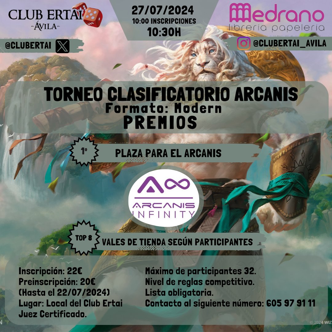 Continuamos con los Torneos Clasificatorios al Arcanis de C&amp;L de la mano de Ávila <a href="/ClubErtai/">Club Ertai Avila</a>
¿A qué esperáis para inscribiros?