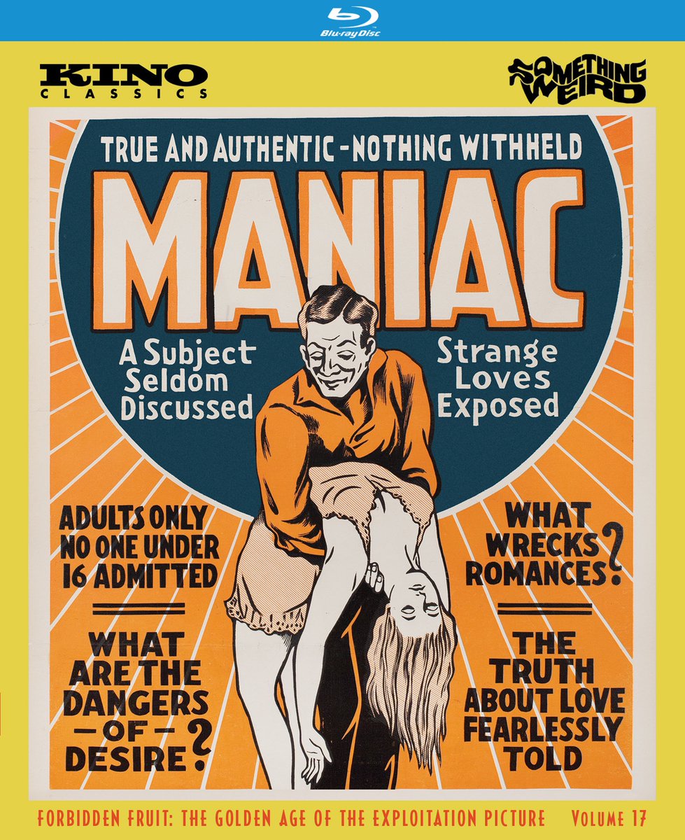 disc_connected's tweet photo. ***ANNOUNCEMENT***
Coming on September 17th on Blu-ray from @KinoLorber as #17 in their #ForbiddenFruit: The Golden Age of the #Exploitation Picture line with #somethingweirdvideo: #Maniac (1934)!
So perverse that it continues to shock and offend viewers 90 years after https://t.co/Fc2JJjR6qK