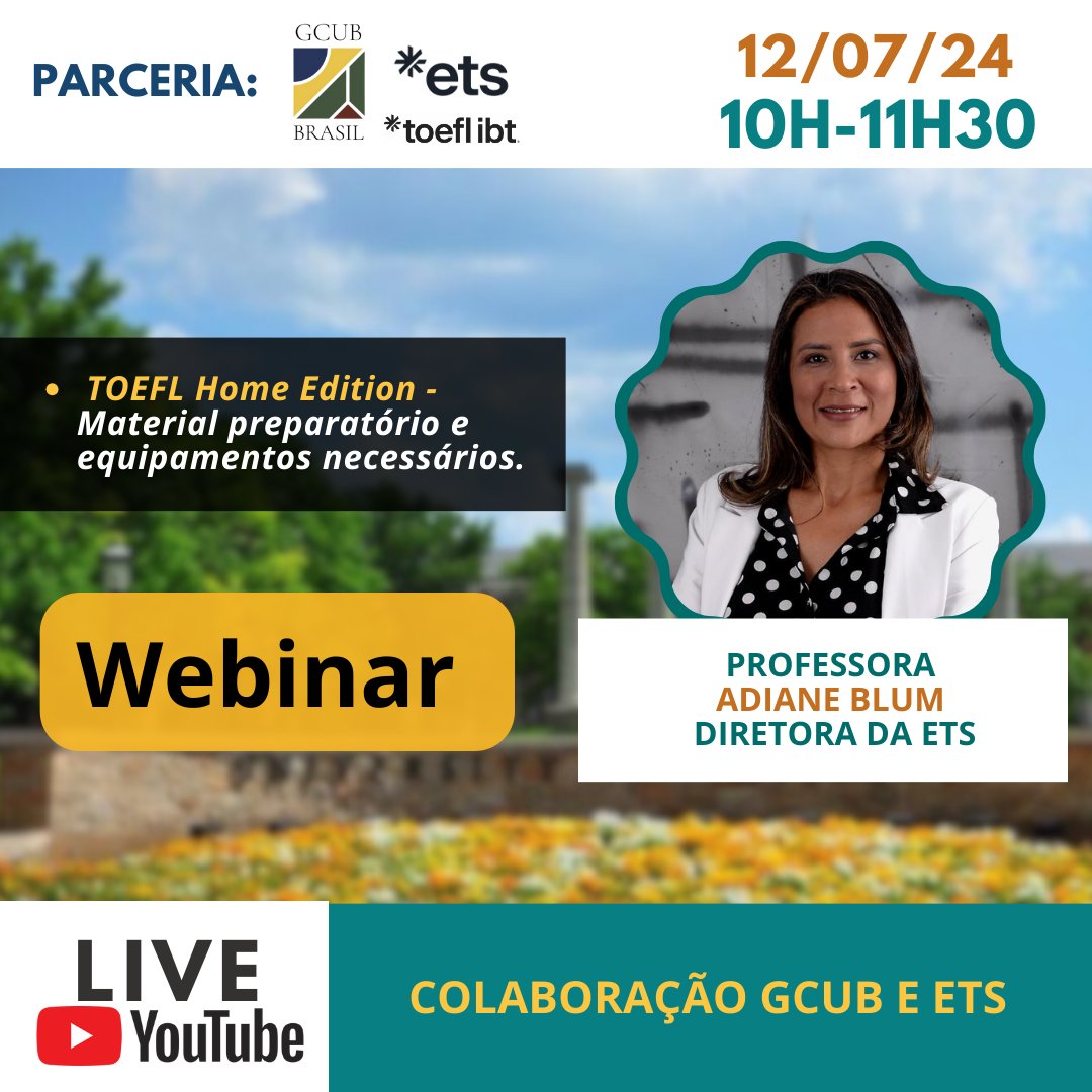 aeriuefs's tweet image. Informative Webinar for the TOEFL iBT

12 de julho/2024
10h às 11h30

form.jotform.com/241726061402648

youtube.com/live/QCovPnqMI…

#toefl #toeflibt #preparatorio #estudarfora #proficiencialinguistica #dicas #webinar

@UEFSoficial
@GcubBrasil
@GrupoCoimbra
@TOEFL_official
@TOEFLOPracTest