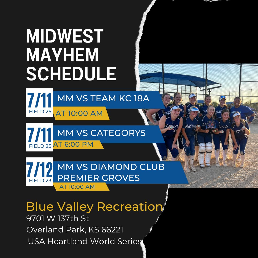 AmiaSims's tweet photo. Excited to play in the Heartland World Series this weekend with Midwest Mayhem! https://t.co/4yyorf8dJm