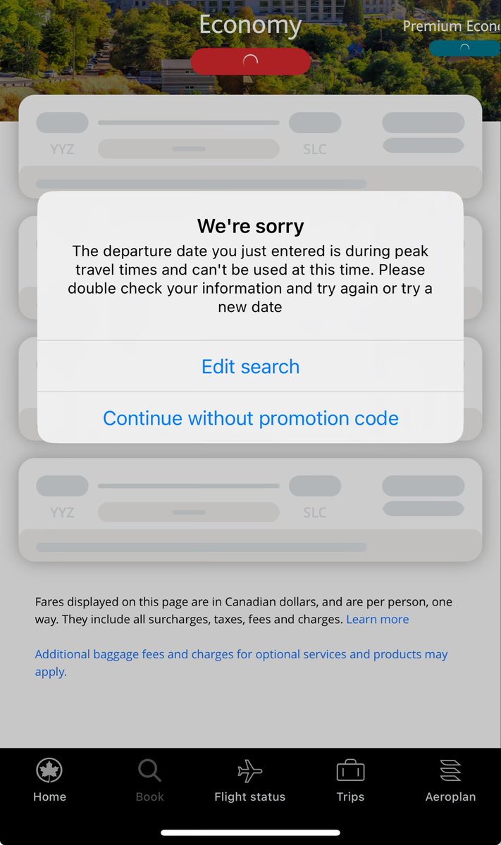 BarihaBatool's tweet photo. @AirCanada why offer a 25% off anniversary promo, if you’re just going to deny the opportunity to avail and play dirty like this? Bad marketing and even worse execution! #poorservice #badmarketing #travel https://t.co/NMPeaqBmKC