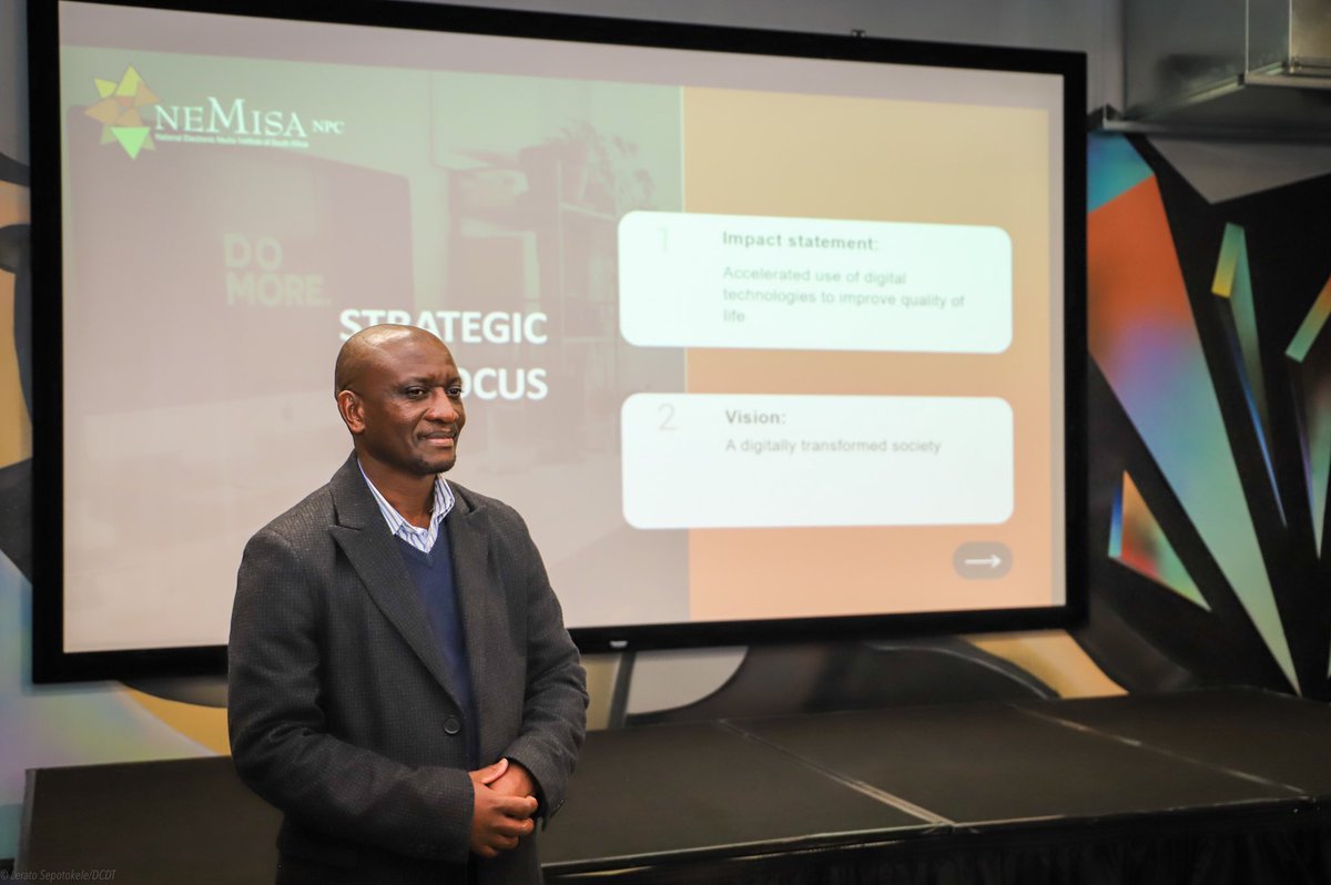 Dept of Communications & Digital Technologies (@commsza) on Twitter photo Know Your Government:
The <a href="/NEMISA_/">NEMISA</a> Board Member, Mr <a href="/melvyn_lubega/">Melvyn Lubega</a>, introduced his Chief Executive Officer - Mr <a href="/RammitlwaTrevor/">Trevor Rammitlwa</a>, who presented the organisational report to the principals and stakeholders.
#LeaveNoOneBehind
#GovernmentOfThePeople Know Your Government:
The <a href="/NEMISA_/">NEMISA</a> Board Member, Mr <a href="/melvyn_lubega/">Melvyn Lubega</a>, introduced his Chief Executive Officer - Mr <a href="/RammitlwaTrevor/">Trevor Rammitlwa</a>, who presented the organisational report to the principals and stakeholders.
#LeaveNoOneBehind
#GovernmentOfThePeople