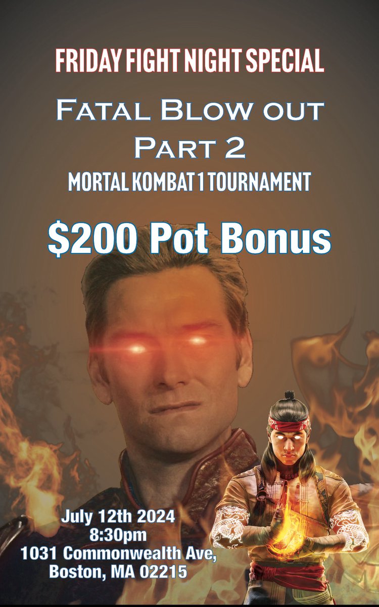 ShampooMasta's tweet photo. Come One Come All! This Friday is one you don’t wanna miss for MK1. We will be adding a $200 pot bonus this week! Make sure to tell all your friends and family to come with a bloodlust this Friday at Balance Patch in Boston! I’ll see you all there! Goodluck! https://t.co/xvK8kCA1Z9