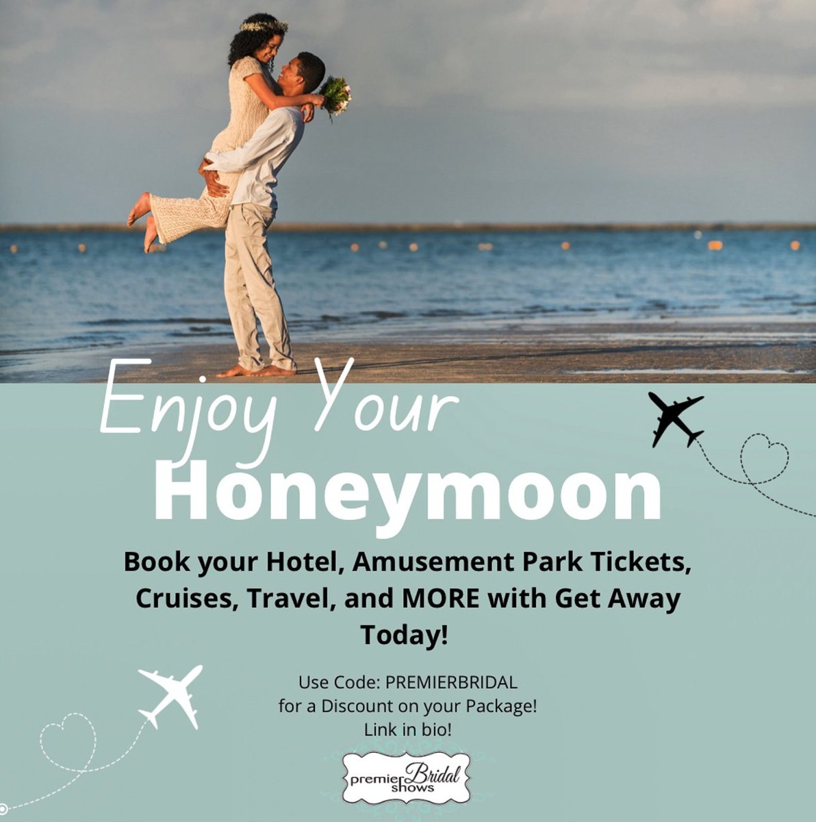PremierBridal's tweet photo. Save where you can, WITHOUT sacrificing your once-in-a-lifetime experience as Newlyweds!🤍
Here’s How:⬇️
Explore Get Away Today’s diverse packages best suited for your fun filled and/or relaxation oasis vacation!
Promo Code: PREMIERBRIDAL
#honeymoon #destination #travel https://t.co/keHw31WON9