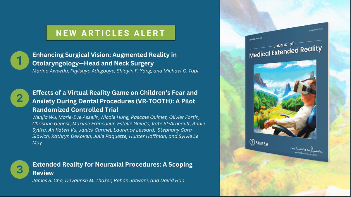 Journal of Medical Extended Reality (@jmedxr) on Twitter photo Stay informed with the latest open access research published with <a href="/JMedXR/">Journal of Medical Extended Reality</a>!
1. ow.ly/EBAy50SyWbX
2. ow.ly/xOmS50SyWbV
3. ow.ly/RqsW50SyWbW Stay informed with the latest open access research published with <a href="/JMedXR/">Journal of Medical Extended Reality</a>!
1. ow.ly/EBAy50SyWbX
2. ow.ly/xOmS50SyWbV
3. ow.ly/RqsW50SyWbW