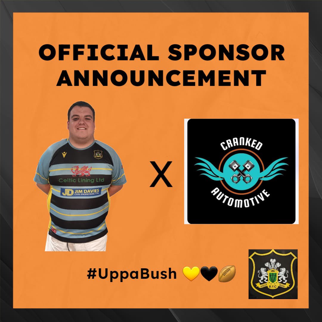 HollybushRugby's tweet photo. We would like to give a big thanks to Cranked Automotive for sponsoring summer signing Ben Williams for the coming season. Your support is greatly appreciated 👏🙌

#Upthebush ⚫️🔶 https://t.co/9U7wuTmvQy