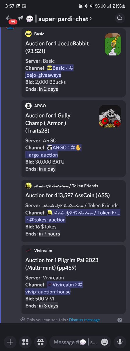 AlgoLeagues's tweet image. 🦸🏻‍♂️New @AlgoLeagues Bot Feature exclusive to The Algo Leagues Server; Auctions listings from all host servers! Never miss an auction again!
🦸🏻‍♂️New server hosting the Algo Leagues Bot!
@GraffeAlgorand(167) discord.gg/mzPH5bN9tKp
 #AlgorandNFTs #ALGO
x.com/AlgoLeagues/st…