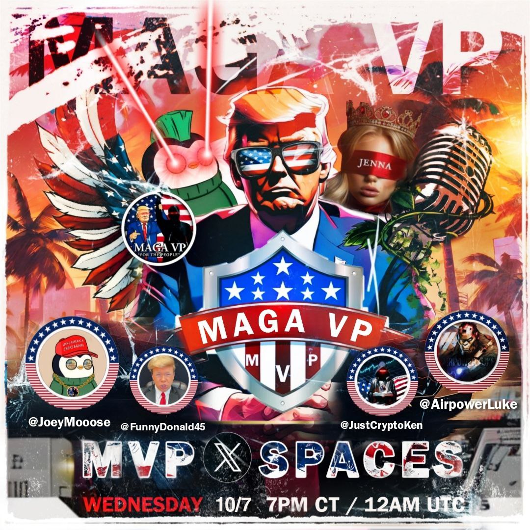 magaVPcoin's tweet photo. GM/GE #MVPnation!

🚨 Please join us for our weekly spaces today, July 10th at 8pm EST / 7pm CT! 🔥

👇👇👇👇👇👇

https://t.co/KQSlCHOOnp

During this weeks spaces we will touch on what the Vice President announcement will mean for $MVP and what's coming after.

See you then 🇺🇸 https://t.co/CTl0mM1IIg