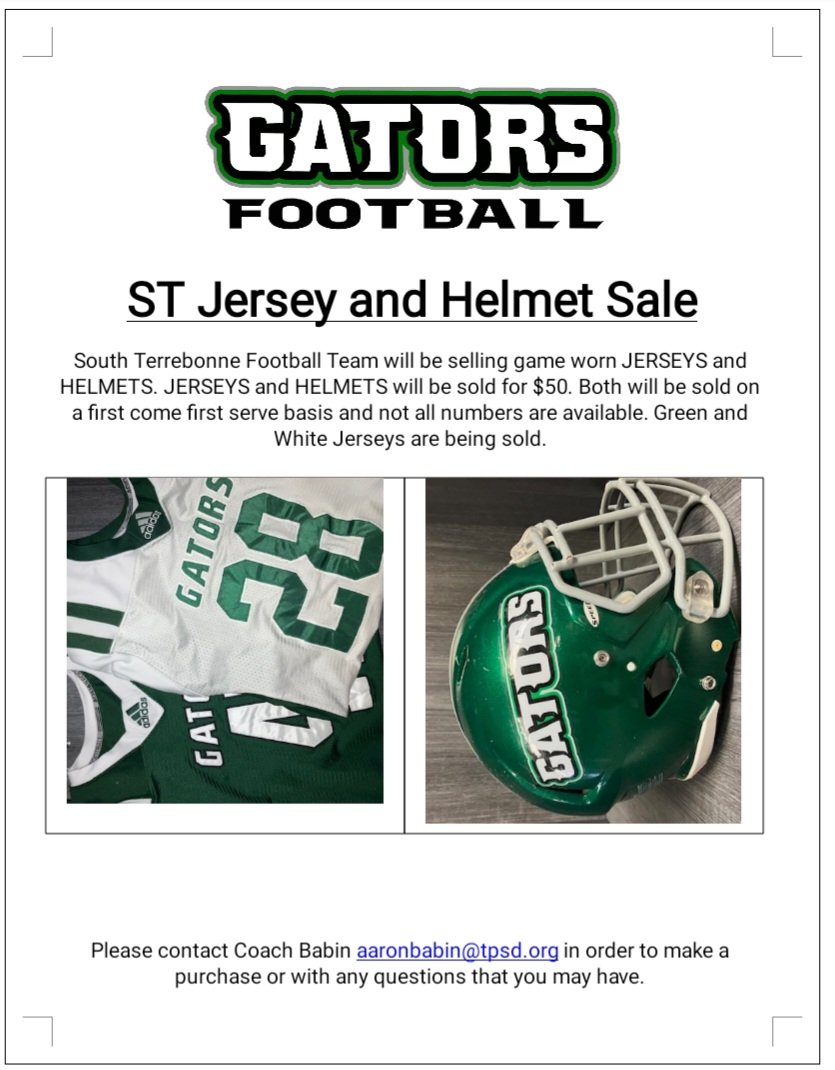 STHSGATORS1961's tweet photo. Football is now selling used ST jerseys and helmets. https://t.co/Gdn4JgxtLC