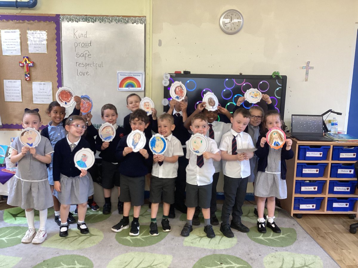 OLGHLiverpool's tweet photo. EYFS had a great transition day in Y1. We drew self-portraits, discussed school rules and painted rainbows to symbolise how following the rules brightens our class. #transition #olghEYFS https://t.co/G0VoQDkXtE