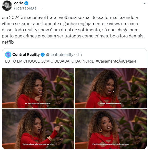 RecuseaClicar's tweet photo. Eu realmente detesto todo e qualquer reality show. Mas tem uns que se superam. Tornar um depoimento de estupro em algo que gera engajamento e view, sem um pingo de respeito pela vítima, sem nenhuma orientação é uma das formas mais abjetas de se ganhar dinheiro. https://t.co/DJ6zySiRxM