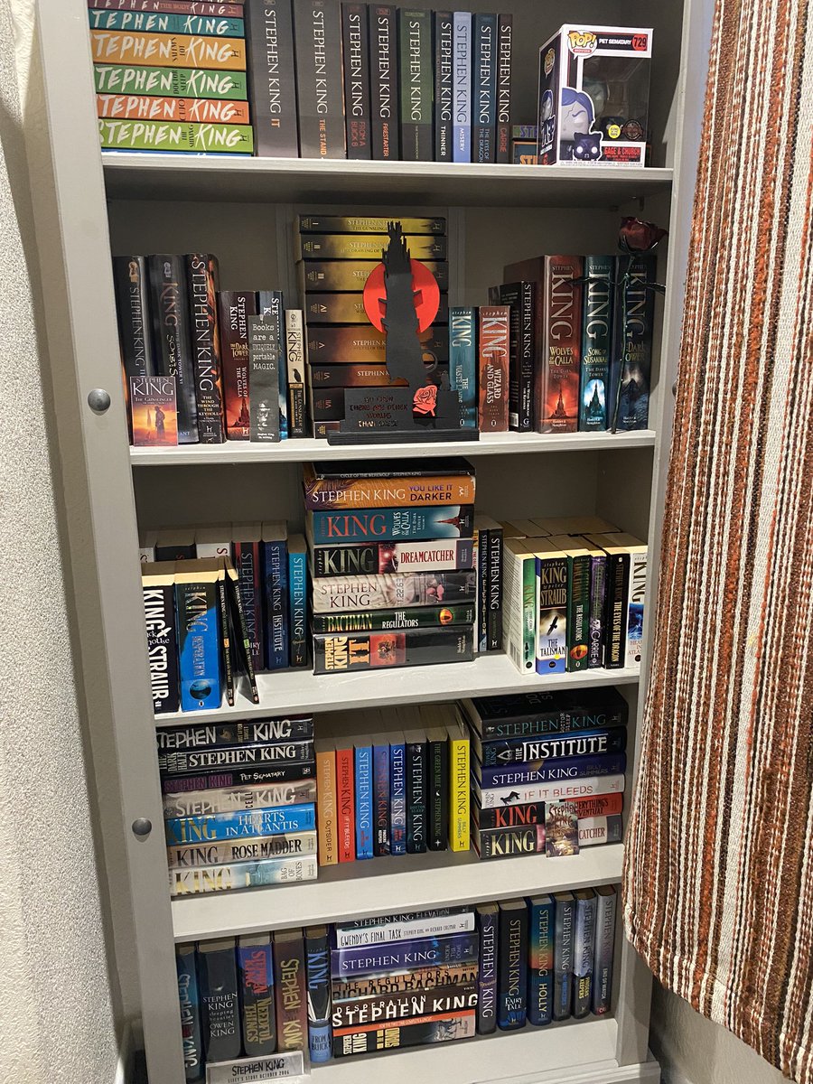 I know, I know. I’ve been awful at posting lately. Anyway, here’s a picture of my King corner in my new home 🖤
#StephenKing #ReadingCommunity #bookaddict