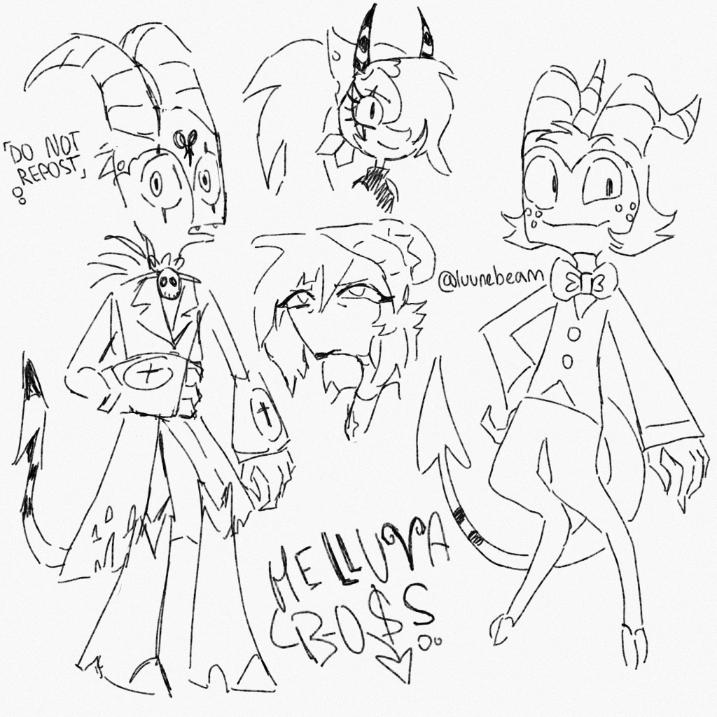 luunebeam's tweet photo. idk i tried drawing them in the style,, i rlly like sallie maes design aa  #HelluvaBoss #HelluvaBossFanart https://t.co/ZxbFdwwgNt