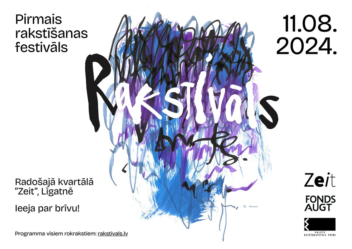 Ja tev ir kaut viens iemesls rakstīt, tad “Rakstivāls” ir tavs festivāls! Unikāls un pirmo reizi Ziemeļeiropā. Festivāls notiks 11.augustā, radošajā kvartālā “Zeit”, Līgatnē! Tiekamies! ✍️✍️✍️