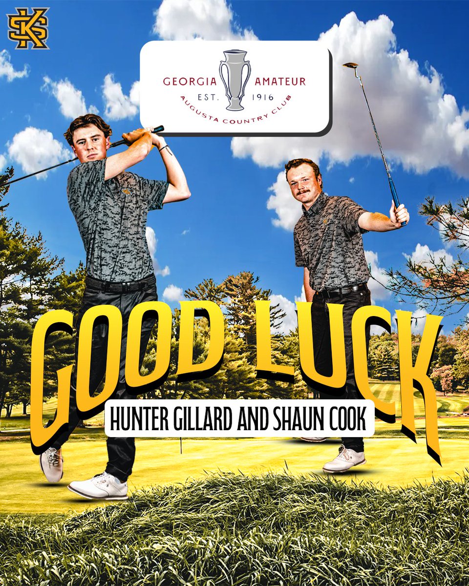 KSUOwlsMGolf's tweet photo. Good luck to Shaun Cook and Hunter Gillard in the @GSGA State Amateur!

🗓️ July 11-14
⛳️ Augusta Country Club
📊 https://t.co/9adSweu7hT

#HootyHoo🦉 https://t.co/eQVpRAXTqj