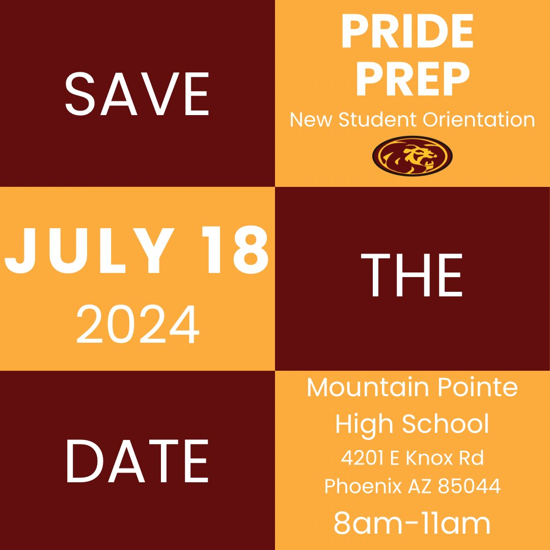 MtPointe_TUHSD's tweet photo. Attention incoming Freshman and new Pride members! Save the Date for July 18th! We look forward to meeting each and everyone of you! #rollpr1de #weareMP https://t.co/VgGduDIEkP