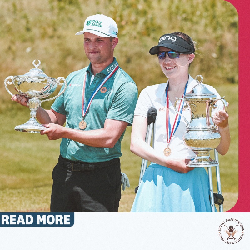USGA's tweet photo. An incredible week at @SandCreekGolf highlighted by a pair of worthy champions! 

Tap 👇 for our final recap of the 3rd U.S. Adaptive Open.