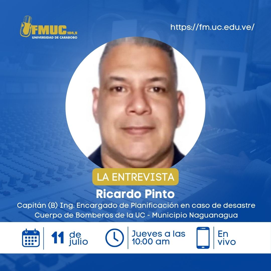 #FMUC || 🔊 Escucha "La Entrevista" con el Cap. (B) MSc. José Guillén, Coordinador de Operaciones Cuerpo de Bomberos de la UC en el Municipio Naguanagua y Cap. (B) Ing. Ricardo Pinto, Encargado de Planificación en caso de desastre Cuerpo de Bomberos de la UC Municipio Naguanagua.