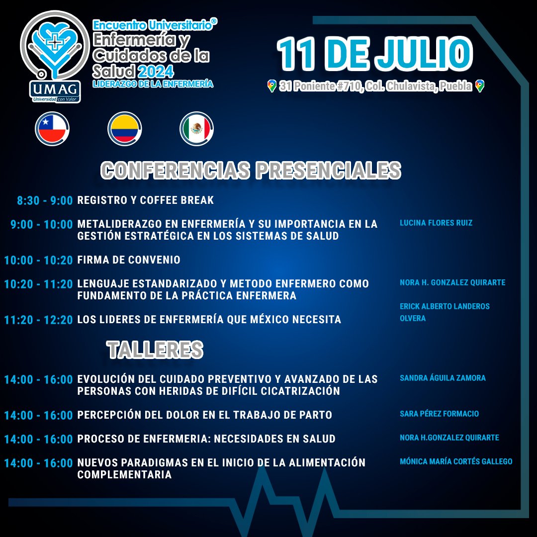 #EncuentrosUMAG || Te esperamos mañana en el segundo dia de nuestro Encuentro #Enfermeria2024  👩‍⚕️💹“Liderazgo de la Enfermería"👩‍⚕️💹

Recuerda que aun puedes registrarte

📲📲 Realiza tu registro:
forms.gle/27rby7b9mY7eCi…
📲📲 Visita el site del evento:
sites.google.com/.../encuentroe…...