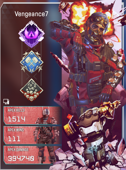VengeanceSven's tweet photo. Mirage 20 Kill Badge Complete    
Let's Go!  
#ApexLegends #Vengeance7 https://t.co/mxGHkOVgi5