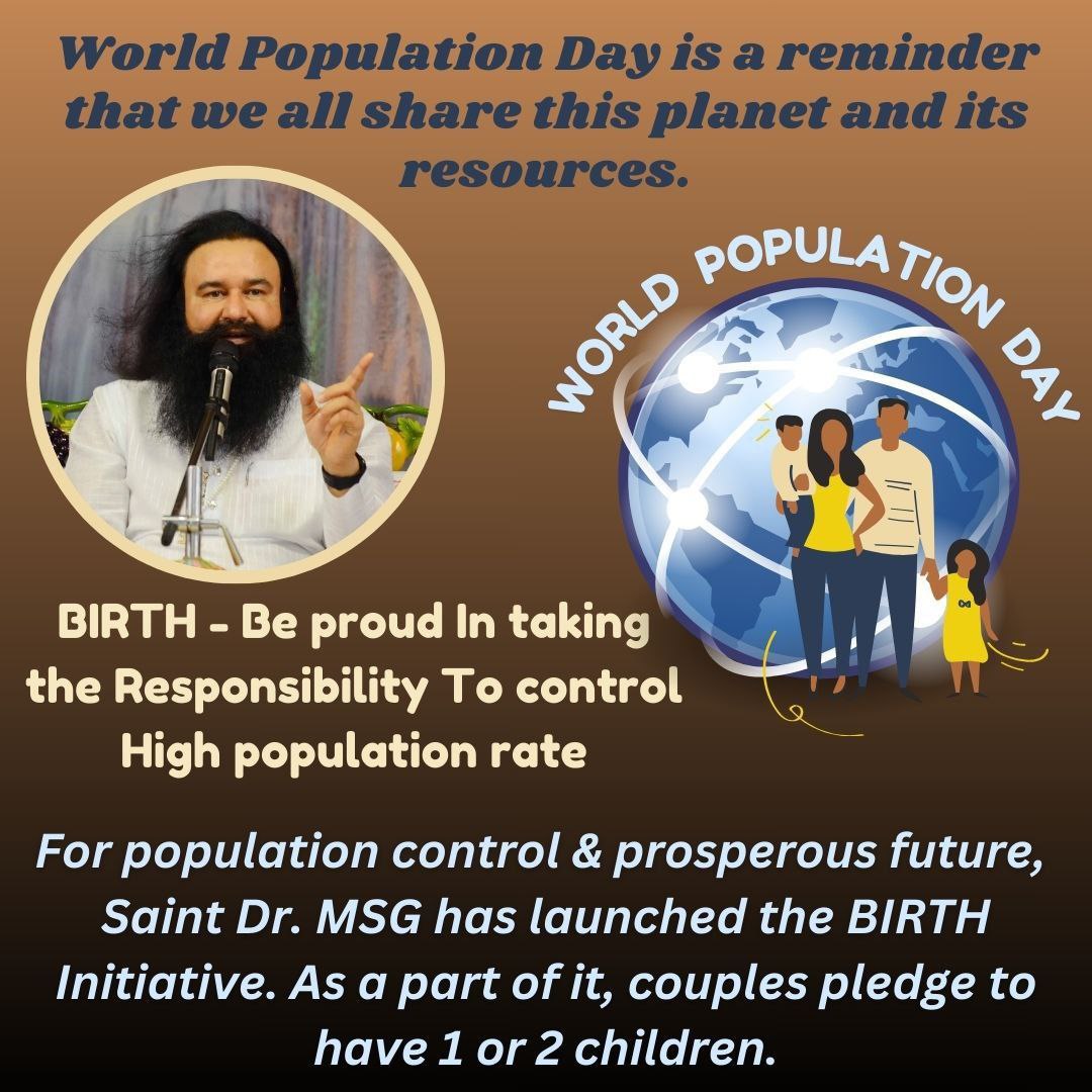 Muskan_mutneja's tweet photo. Various problems like poverty, unemployment,rising crime &amp; most importantly depletion of natural resources are due to continuous population growth.Let's make people aware to follow the Birth Campaign👇🏻 started by Saint Dr MSG Insan.
#WorldPopulationDay2024
#WorldPopulationDay https://t.co/SxfhV0GAJ9