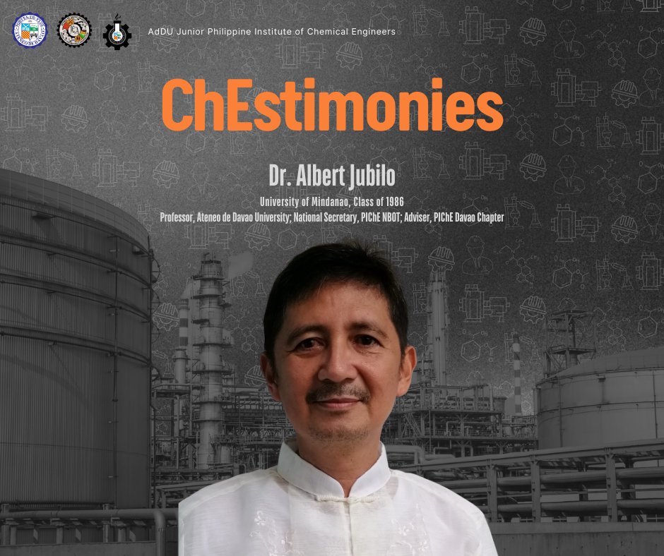 addujpiche's tweet photo. ChEstimonial Series | Part 2

Dr. Albert B.  Jubilo
Professor, Ateneo de Davao University
National Secretary, PIChE NBOT
Adviser, PIChE Davao Chapter

ENROLL NOW! 🔗https://t.co/Zuts3hWTYa
𝐶𝐻𝑂𝑂𝑆𝐸 𝐶ℎ𝐸🩶, 𝐶𝐻𝑂𝑂𝑆𝐸 𝐴𝑇𝐸𝑁𝐸𝑂💙

#JPIChEAdDU
#ChooseChE
#ChooseAteneo https://t.co/FqseMmf00w