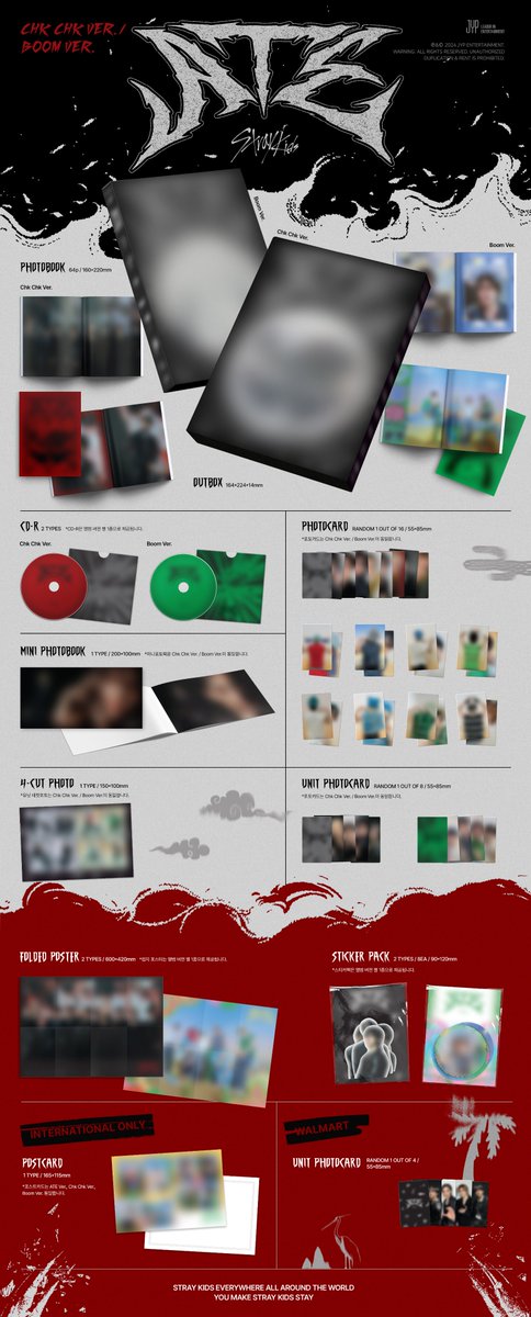 [Walmart]

Here’s a sneak-peek of the Walmart Chk Chk Ver. &amp; Boom Ver. exclusive photocard!😉 
Head over to the links below to make it your own✨

ATE Ver. Stray-Kids.lnk.to/ATE/Walmart3
Chk Chk Ver. Stray-Kids.lnk.to/ATE/Walmart
Boom Ver. Stray-Kids.lnk.to/ATE/Walmart2
Accordion Ver.