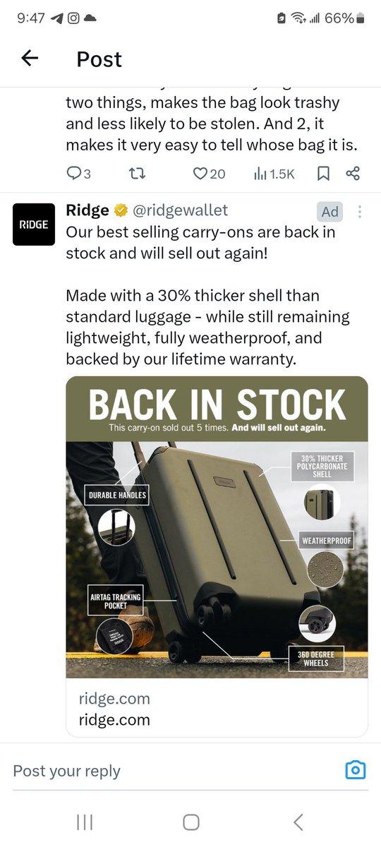 FangCorgi's tweet photo. @Teratto_ Bro this post having a suitcase ad in the comments is cruel https://t.co/VIa5mJ4okB