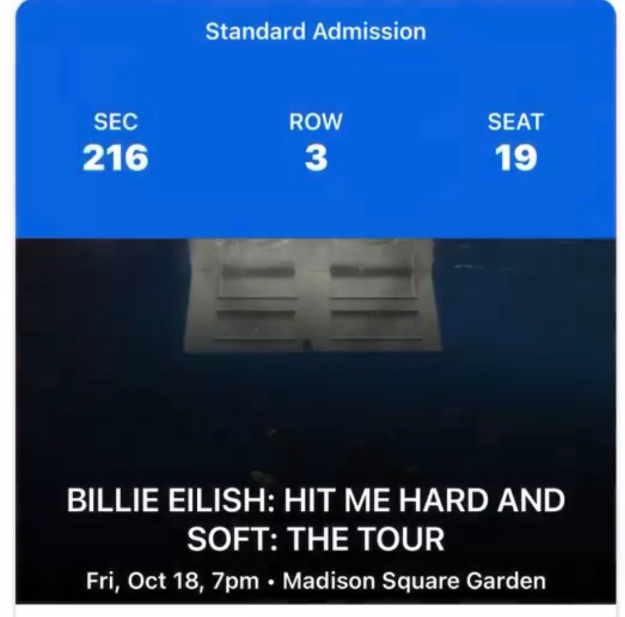 EilishResell's tweet photo. 🚨NEW YORK N3, OCTOBER 18, 2024🚨
- x1 ticket
- section 216, row 3
- seat 19
- selling for $216 (face value, but open to offers)

—if interested, please DM @Missamericunty !!! https://t.co/6CZ62uBita