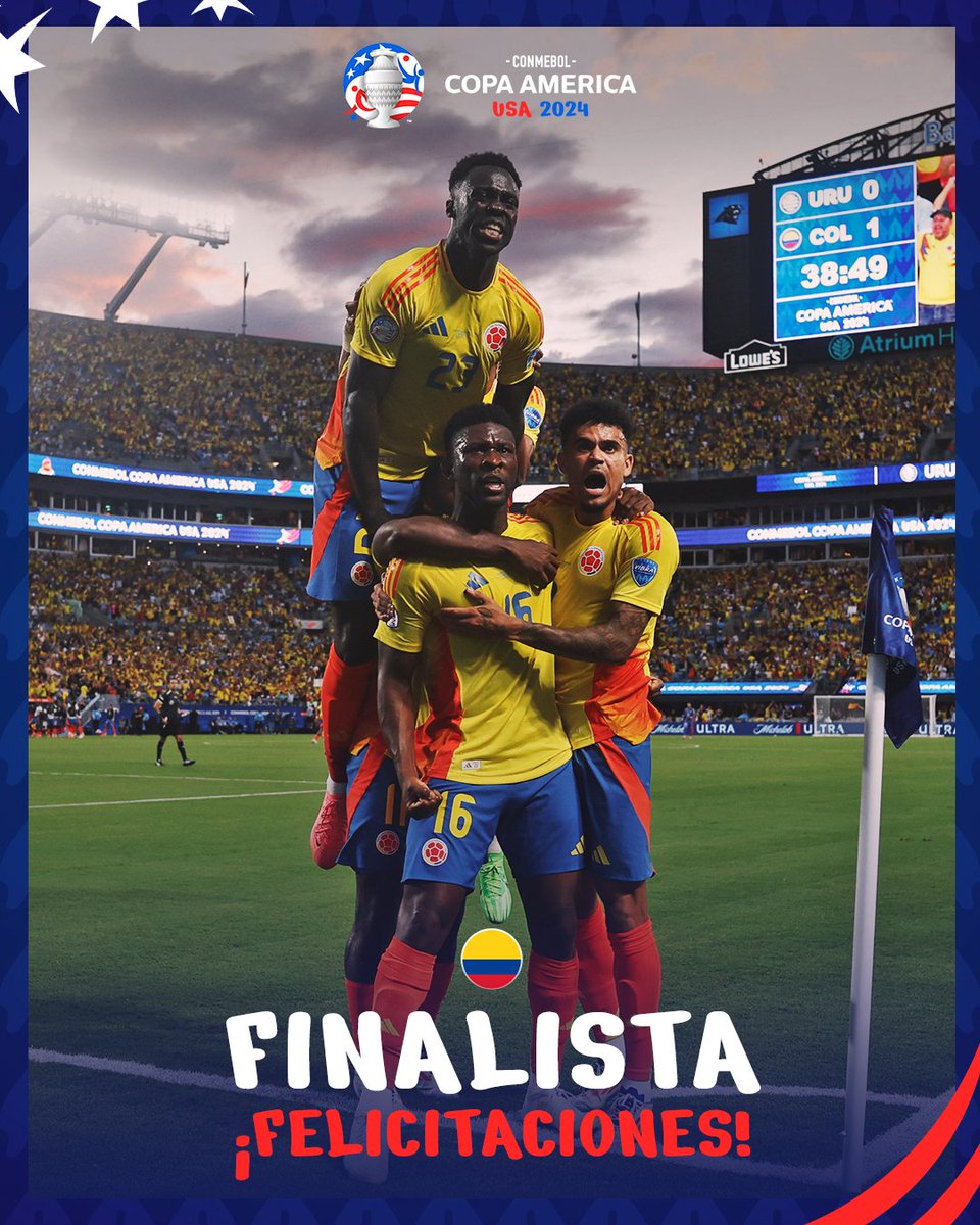 agdws's tweet photo. ¡Felicitaciones @FCFSeleccionCol por alcanzar la final de la CONMEBOL @CopaAmerica 2024! https://t.co/KbKnfdmBts