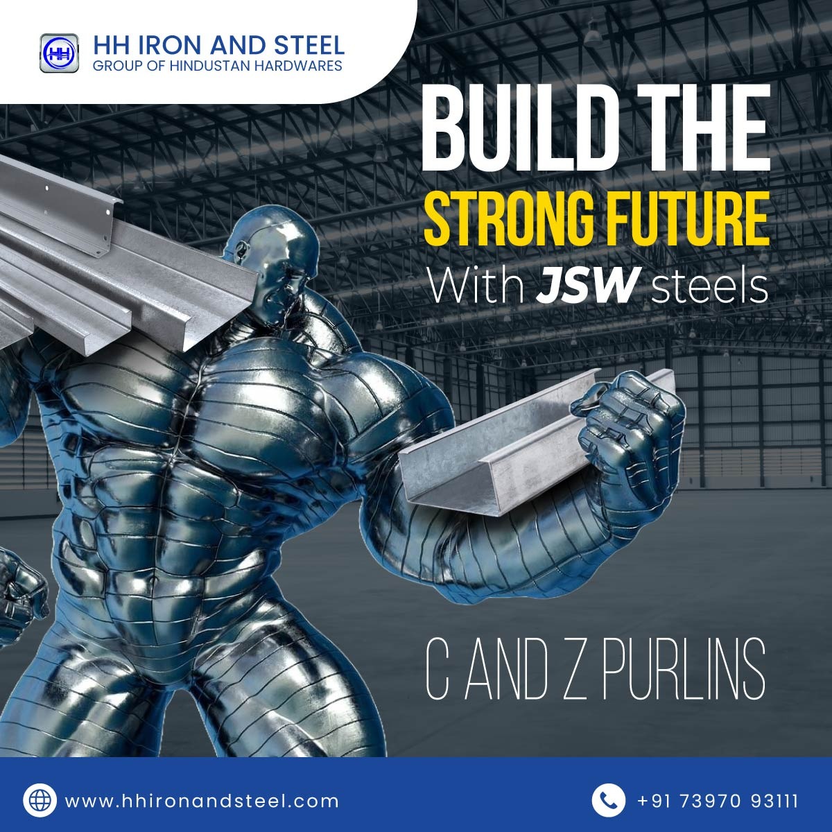 HH_Iron_Steel's tweet image. 📞 Reach out to us today at +91 73970 93111 or visit hhironandsteel.com for more information.

#HHIS #CPurlin #ZPurlin #SteelStructures #PremiumQuality #JSWPurlin #AuthorizedDistributor #JSW #ConstructionSolutions #HindustanHardwares