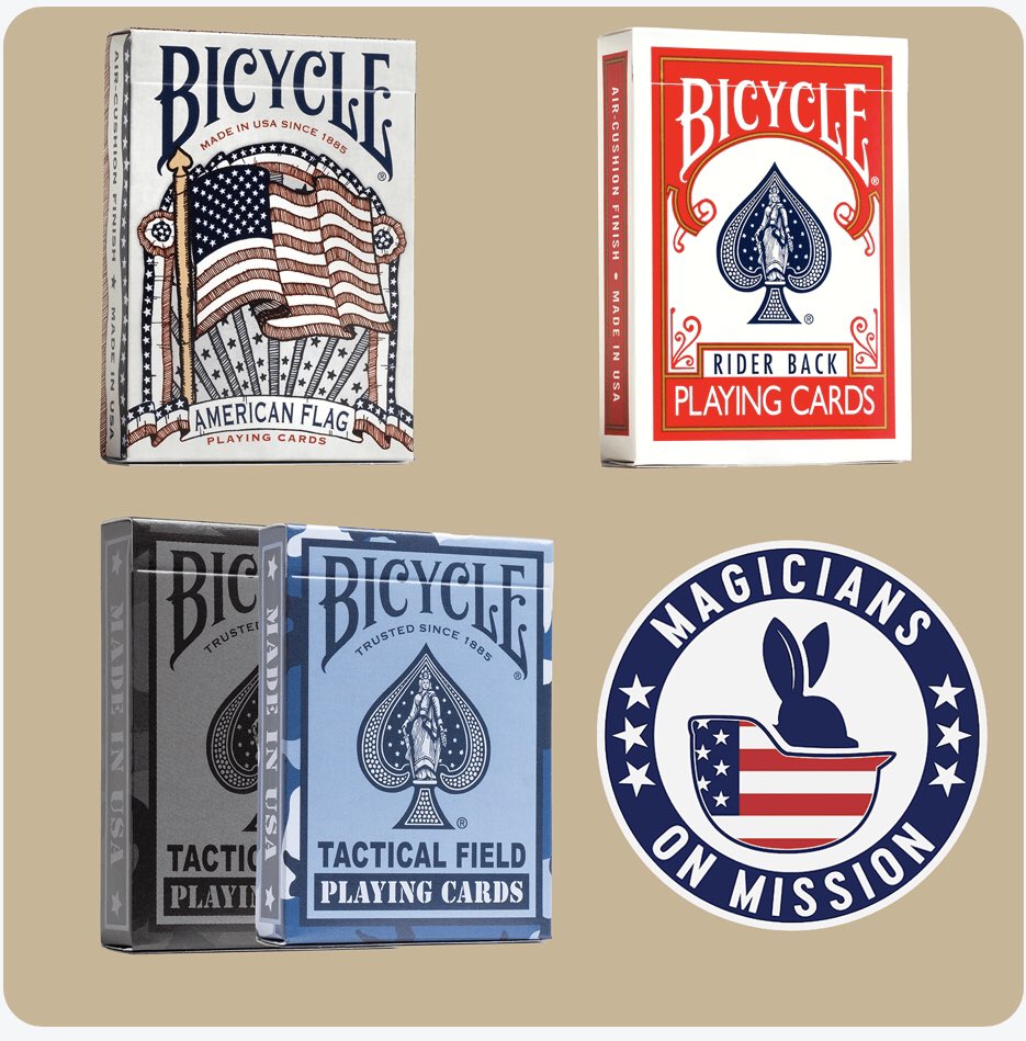 MagicOnMission's tweet image. Take action; support your hobbies AND 🇺🇸 Troops

bicyclecards.com/shop/magicians…