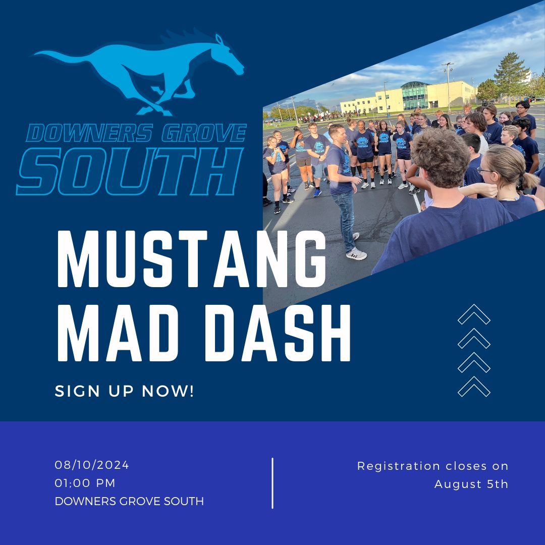 Have you signed up for the Mustang Mad Dash? Time is running out! ⏰ 

If you're an incoming student at DGS, we want to see you at one of Illinois' best orientation programs.

buff.ly/4cAbKm2 

#WeAreDGS #99learns