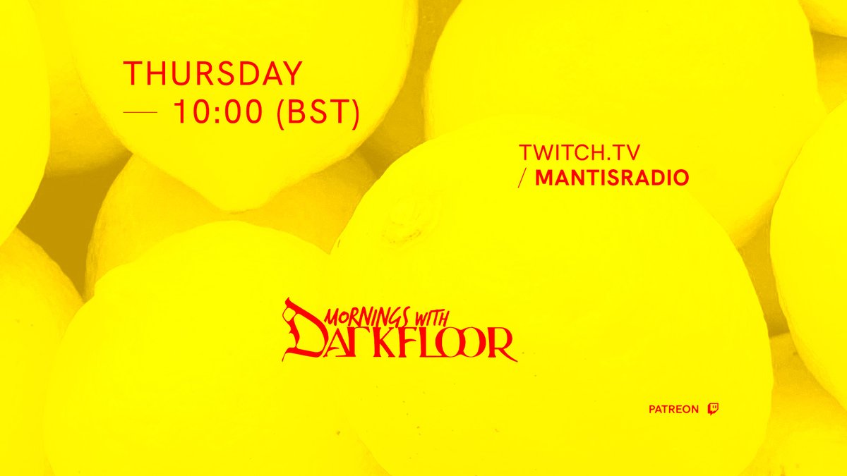 Darkfloor's tweet photo. Hello Lemon. Catch me back on the radio thing, tomorrow from 10am.
β https://t.co/uvVnzmBtZk
#MantisRadio https://t.co/nPEF1S1jHy