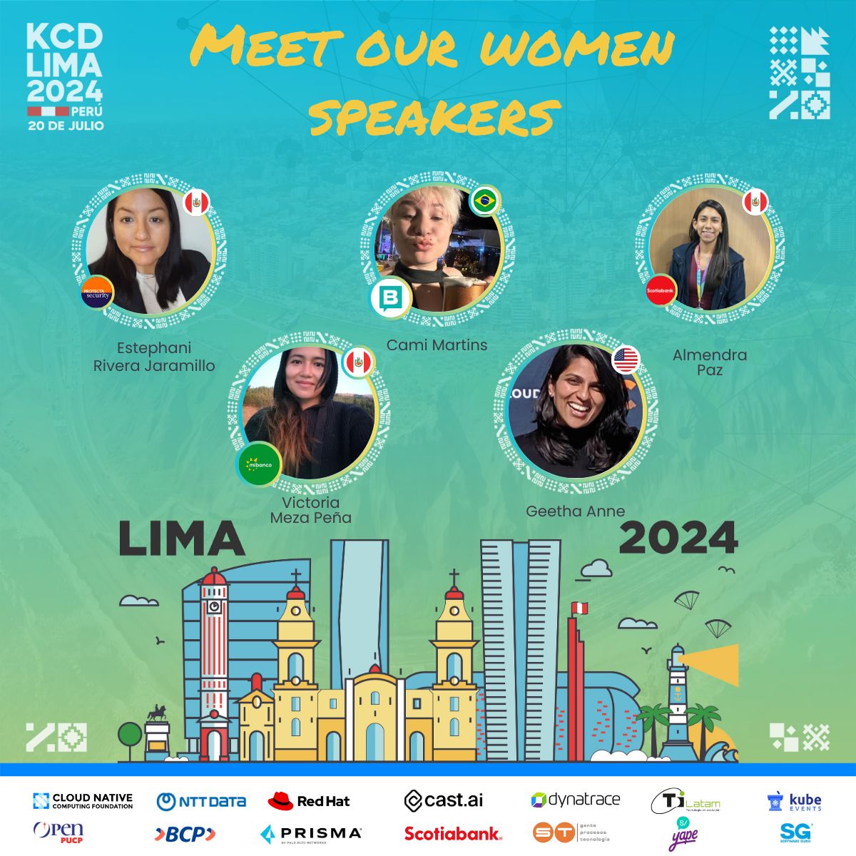 KCDLimaPeru's tweet photo. ¡Hola a todos! 🤗 

Hoy queremos hacer una mención especial a nuestras 5 speakers por presentar sus propuestas. Les agradecemos profundamente por su valiosa contribución y estamos muy emocionados de escuchar sus charlas💃 

#cncf #cloudnative #kcdlimaperu https://t.co/UkcYyLRwLE