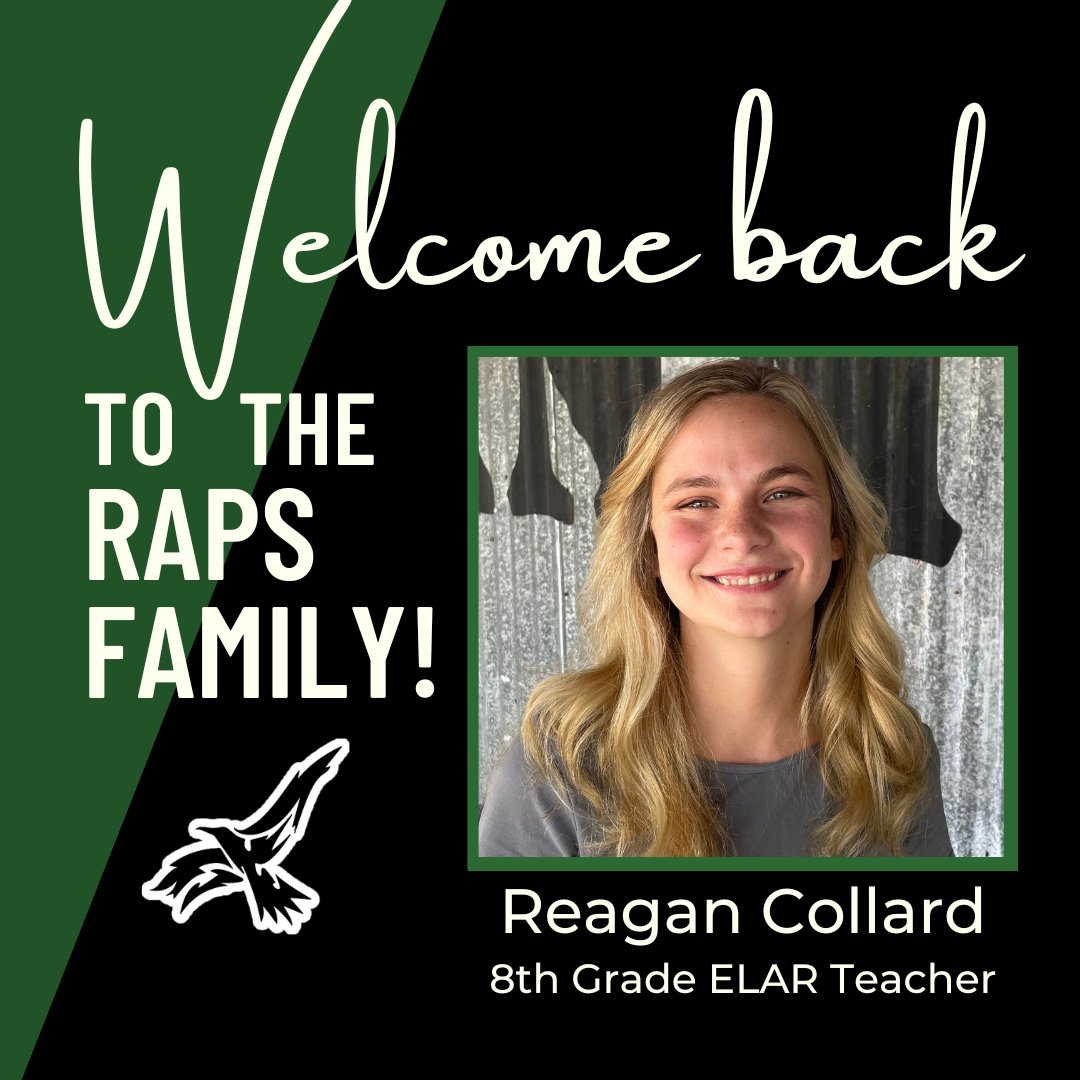 Reagan Collard recently joined the Rapoport Academy Secondary team as our 8th Grade ELAR Teacher. 
As a 2020 graduate of Rapoport Academy, we are excited to welcome her "back," now as an employee! Learn more about Ms. Collard: ecs.page.link/4KPVN
#RAPSRavens #WorkatRAPS
