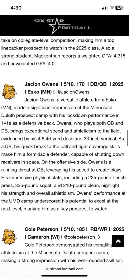 Jacion Owens (2025) (@jacionowens) on Twitter photo Thank you <a href="/sixstarfootball/">Six Star Football | PLUS+</a> for the write up! <a href="/PrepRedzoneMN/">Prep Redzone Minnesota</a> <a href="/OJW_Scouting/">PrepRedzone Oliver</a> <a href="/NWahlScouting/">Nate Wahl</a> Thank you <a href="/sixstarfootball/">Six Star Football | PLUS+</a> for the write up! <a href="/PrepRedzoneMN/">Prep Redzone Minnesota</a> <a href="/OJW_Scouting/">PrepRedzone Oliver</a> <a href="/NWahlScouting/">Nate Wahl</a>