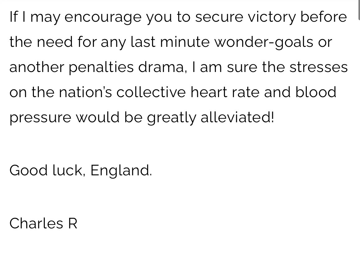 The second part of His Majesty’s statement is gold.